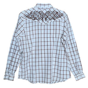 Roper Women's Brown and White Plaid Shirt Pearl Snaps Cowgirl Western Ranch LRG